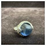 Round Blue Glass Cubic Zirconia Setting Accent Ste