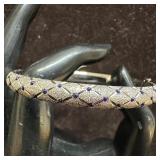 Blue Enamel Polka Dot Textured 14K White Gold Bang