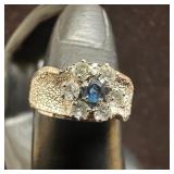 Clear and Blue CZ Flower Stone Setting 800 Silver