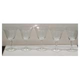 5 Vintage Glass Cordial Liqueur Glasses