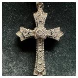 Diamond Accented Crucifix Cross Sterling Silver Ne