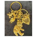 Signed Vintage Kirks Folly Teddy Bear Key Chain