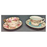 2 Floral Porcelain Tea Cups & Saucers C