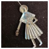 Figural Girl Wearing a Bonnet Holding Bucket Brooc