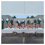 Original Acrylic On Canvas Erotic Last Supper Nude