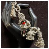 Faux Stone Dangle Charm Puff Mariner Chain Link Br