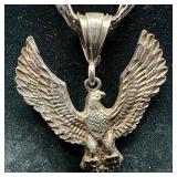 Sterling Silver Flat Woven Chain with Eagle Italy