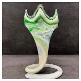 Murano Style Handblown Art Glass Tulip Vase Green
