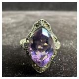 Amethyst Purple Gemstone 14K Gold Fine Ring