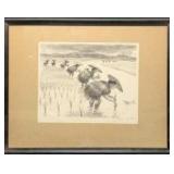 Framed Vintage Signed Howard Baer Planting Rice Li