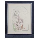 Lithograph of Mother Cheetah and Her Cubs by Tara