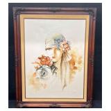 Framed Original Oil On Canvas Reproduction Of Calu