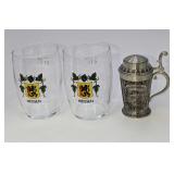 German Mini Meissen Glasses And Pewter Shot Glass