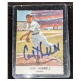 Carl Hubbell HOF Autographed Baseball Card