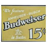 Anheuser Busch Budweiser Reproduction Tin Beer Sig