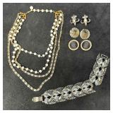 Coro Costume Jewelry Necklace Earrings Bracelet Se
