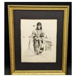 Framed Daniel D Nicholas LE Blackfoot Warrior Prin
