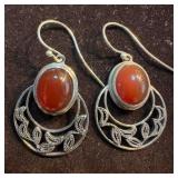 Sterling Silver Carnelian Cabochon Dangle Drop Fil