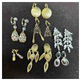 Costume Jewelry Earrings Lot of Seven Pairs Assort