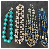 Plastic Bead Costume Jewelry Necklace Set of Four