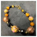 Venetian Murano Lamp Work Glass Art Cream Copper C