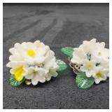 Murano Venetian Art Glass Lamp Work White Flower S