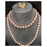 Vintage Faux Pearl Necklace And Earrings E12
