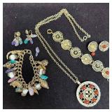 Two Vintage Costume Jewelry Sets Natural Stone Acc