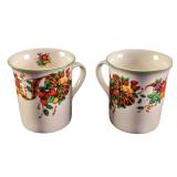 Two William James Stonewear Fruit & Grim Trim Mugs