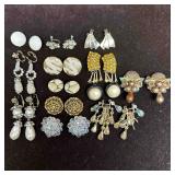 Lot of Costume Jewelry Clip-On Earrings Mixed Rhin