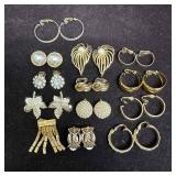 Vintage Gold Tone Clip On Hoop Earrings Lot Assort