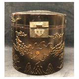 Antique Chinese Lacquered  Container Gilt Dragons