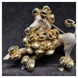 Signed HAR Silver Gold Tone 3D French Poodle Dog R