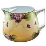 Hand Painted Porcelain Nippon Floral Pitcher