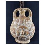 Vintage Style Ceramic Vase With Handles Sun Design