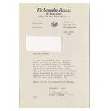 Signed Norman Cousins Saturday Review Letter