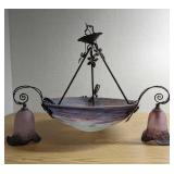 Muller Freres Art Nouveau Domed Chandelier