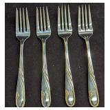 4 Retired Gorham Golden Swirl Salad Dinner Forks A