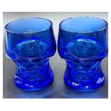 2 Vintage Georgian Blue Whiskey Glasses B