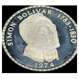 1974 Panama 20 Balboa Sterling Silver Proof Coin