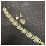 Gold Silver Tone Black Enamel Bracelet with Matchi