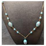 Vintage Italian Murano Art Glass Blue Beaded Neckl