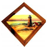 Original Acrylic Lighthouse Painting On Mirror