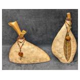 2 Resin Shell Layered Mantel Vases A