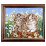 Framed Oil Painting Kittens Framed Oil Painted