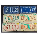 Six Florida License Plates Vintage To Recent