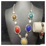 Scarab Beetle Egyptian Hieroglyphs Gemstone Sterli