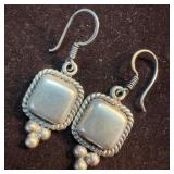 Sterling Silver Square Rope Accent Style Dangle Dr