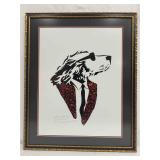 Lonely Dog Red Motif Design Black Suit Jacket and