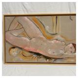 Modern Figurative Nude Painting on Canvas Signed W
